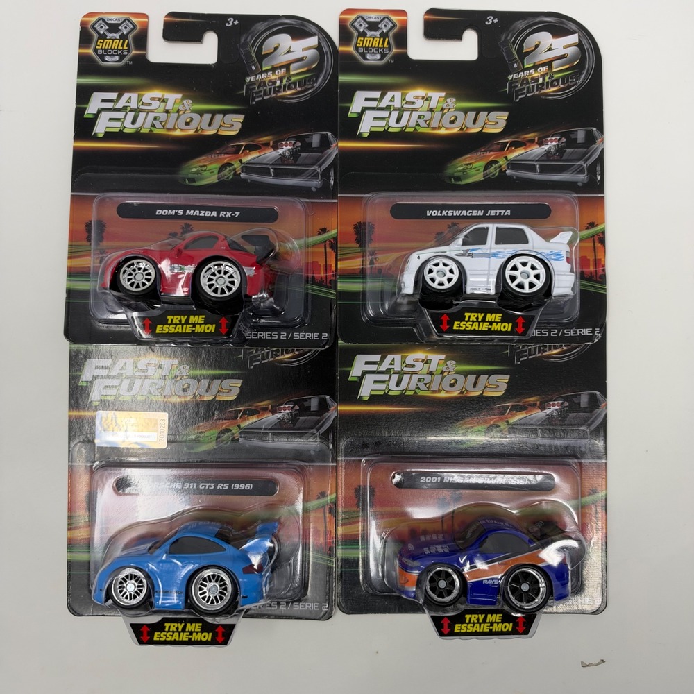 Jada Fast & Furious Small Blocks Series 2 Lot of 4 Mazda RX7 Jetta Porsche S16